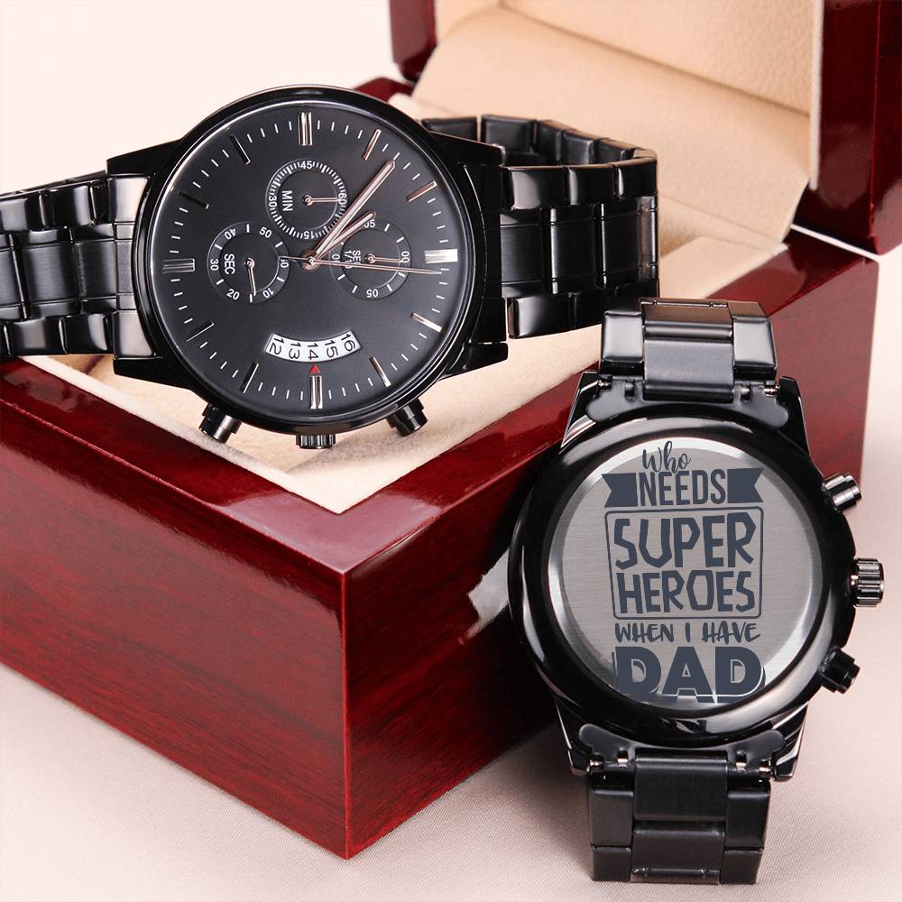 Super Hero Dad Engraving Chronograph Watch