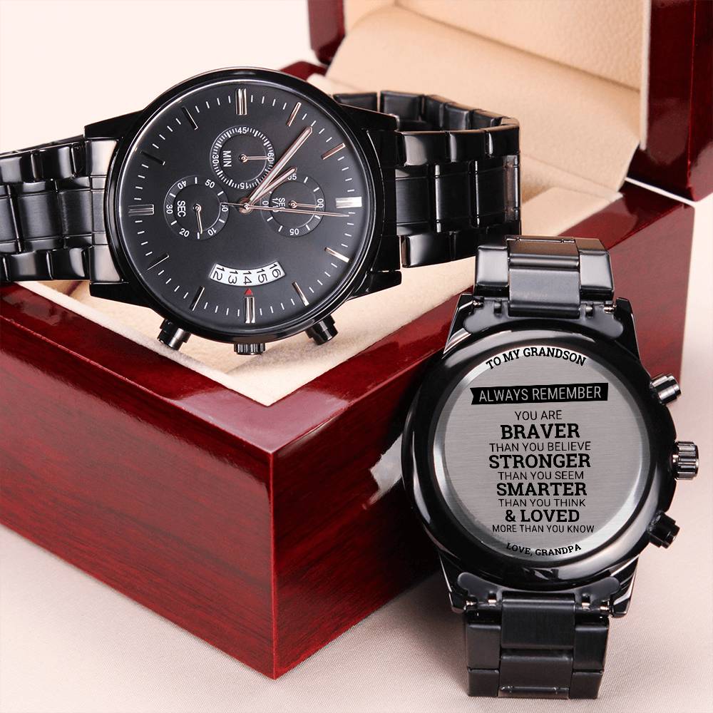 To My Grandson From Grandpa Loved More Than You Know Watch Engraving Chronograph Watch