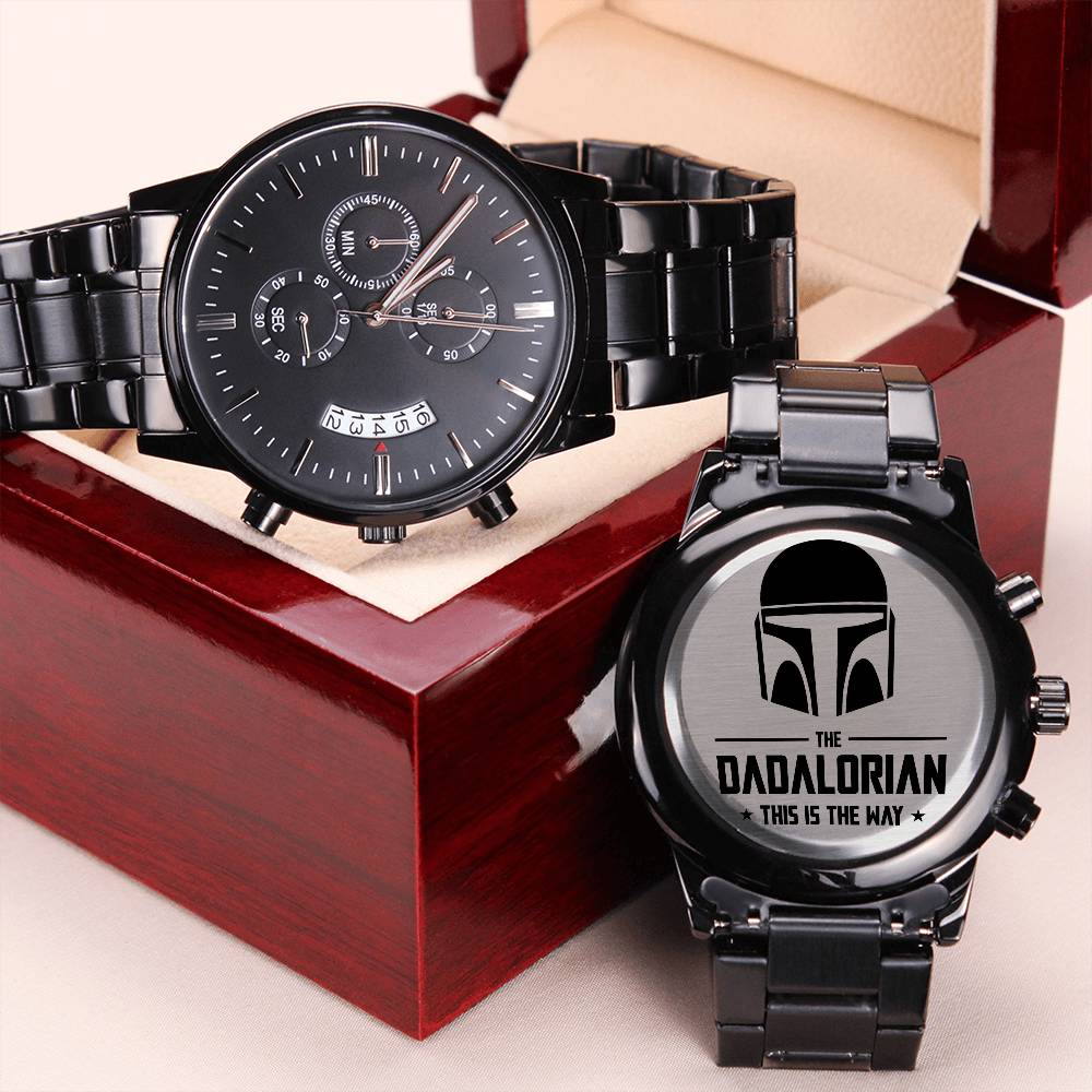 The Dadalorian - Engraved Stainless Steel Watch For Birthday Anniversary Husband Dad Engraving Chronograph Watch