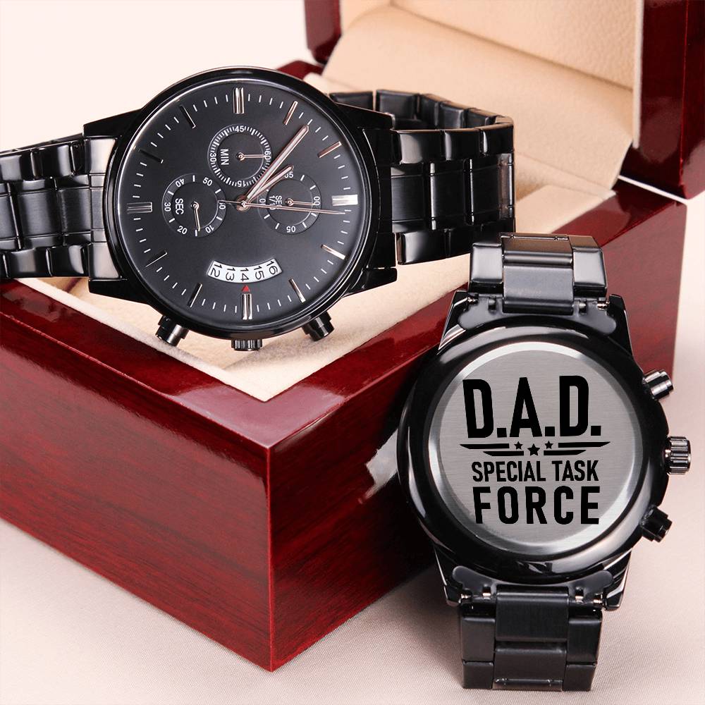D.a.d. Special Task Force - Funny Military Style Black Watch - 2021 Father's Day Gift - Watch For Dad Engraving Chronograph Watch