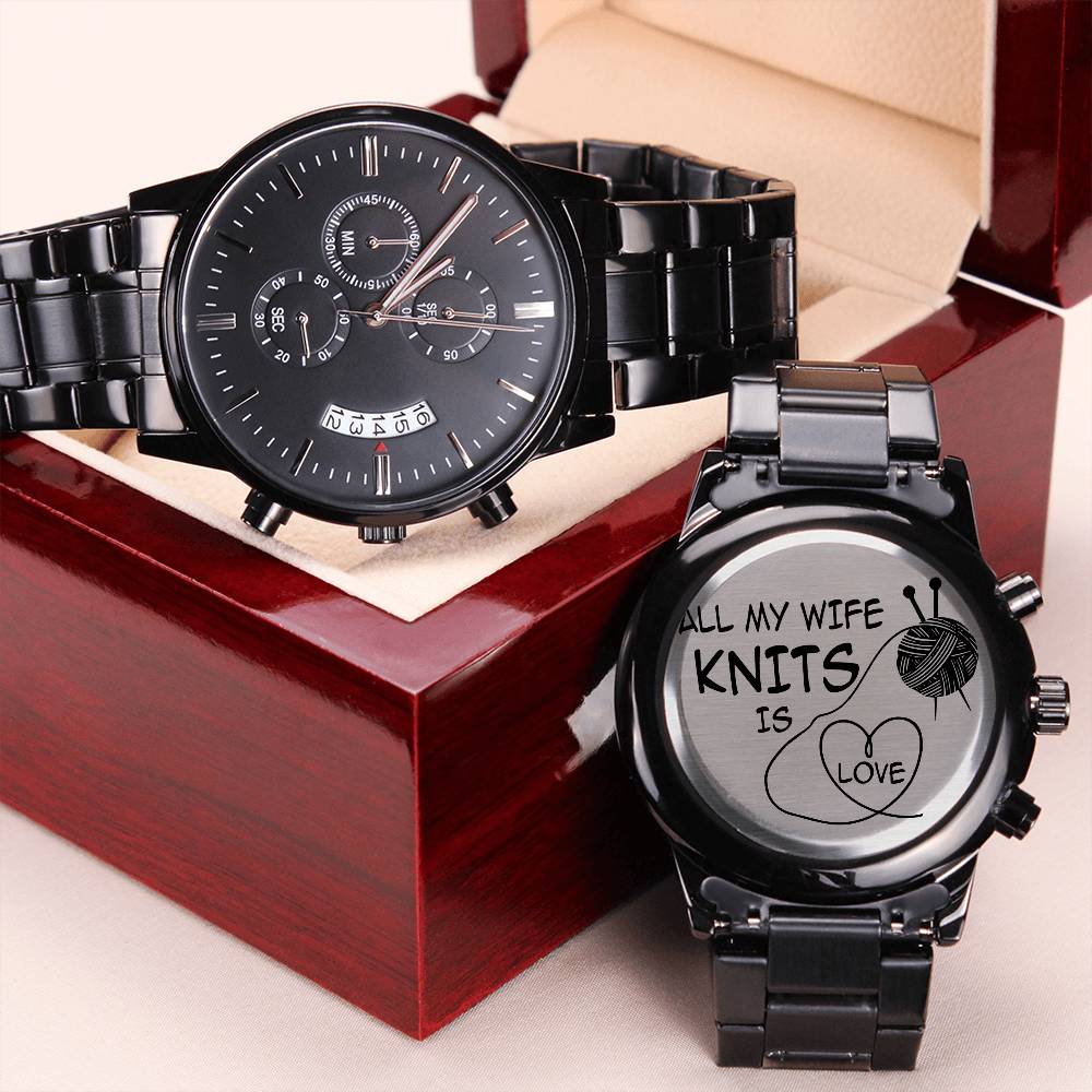 Premium Watch - All My Wife Knits Is Love Engraving Chronograph Watch