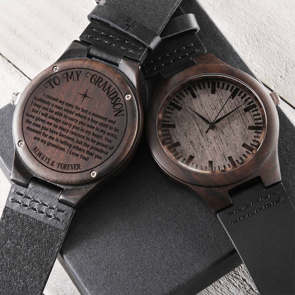 Grandson Gifts From Grandad Grandma To My Grandson Grandson Graduation Inspirational Gifts For Grandson Engraved Woode Engraved Wooden Watch