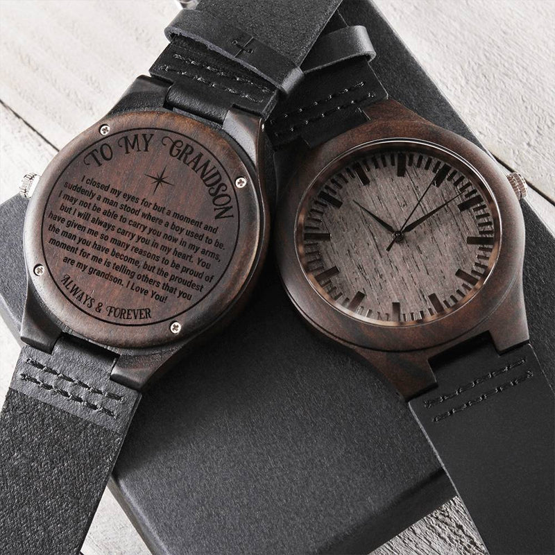 Grandson Gifts From Grandad Grandma To My Grandson Grandson Graduation Inspirational Gifts For Grandson Engraved Woode Engraved Wooden Watch