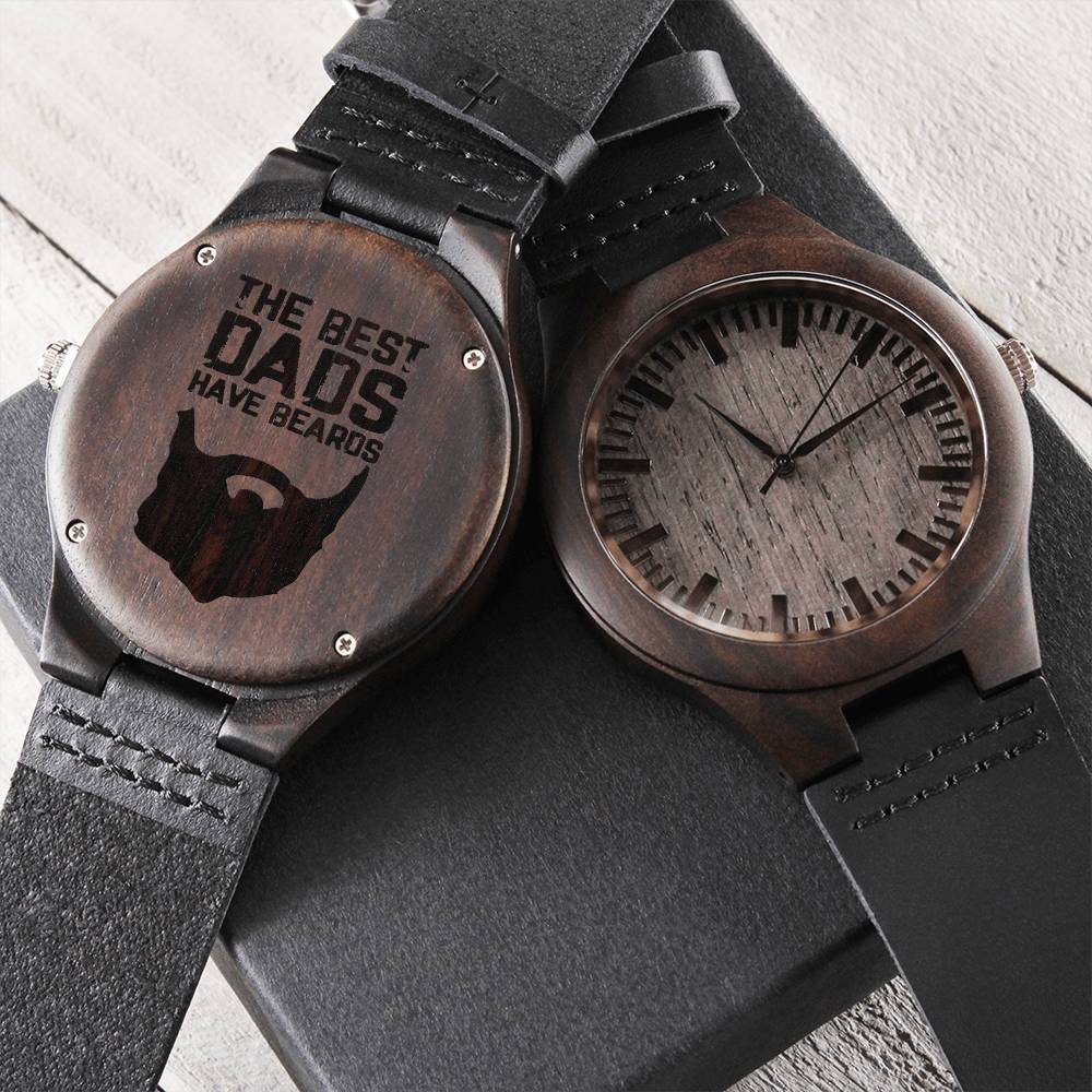 Gift For Dad - The Best Dads Have Beards Wooden Watch - Father&#39;s Day Presents For Daddy Grandpa Papa Gift For Father P1 Engraved Wooden Watch