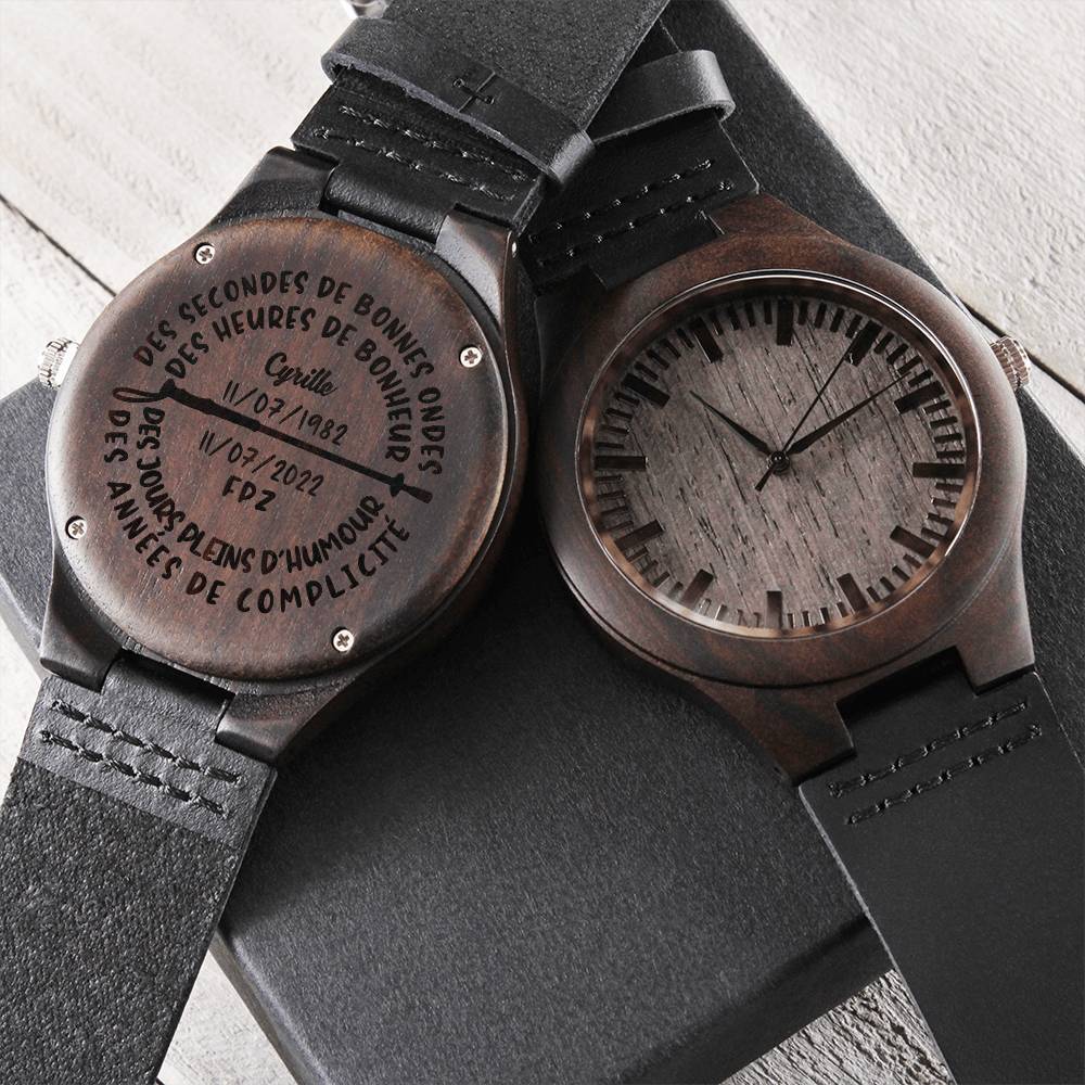 Cyrille&#39;s Customized Wood Watch Engraved Wooden Watch