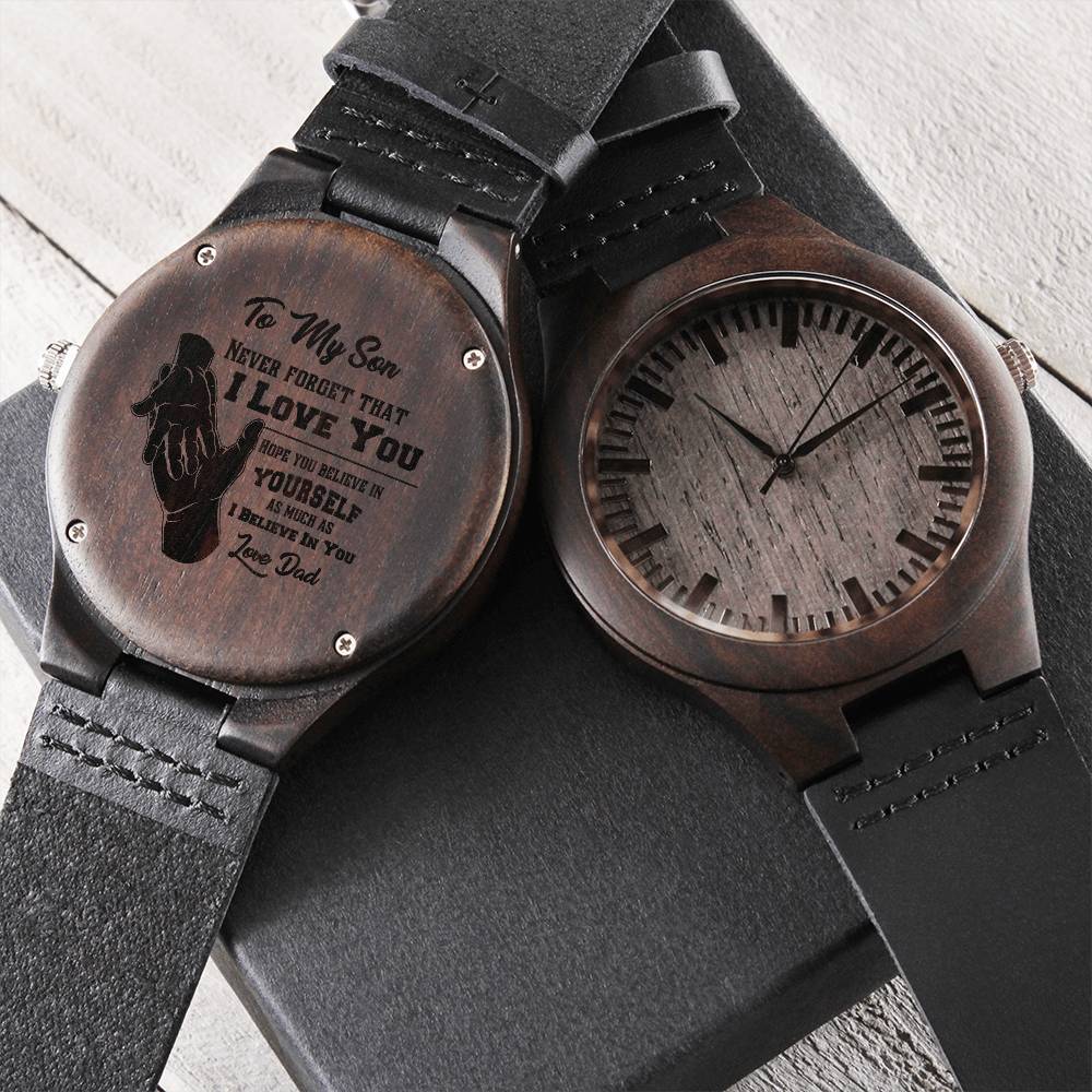 Gift For Son Never Forget That I Love You Customized Engraved Wooden Watch