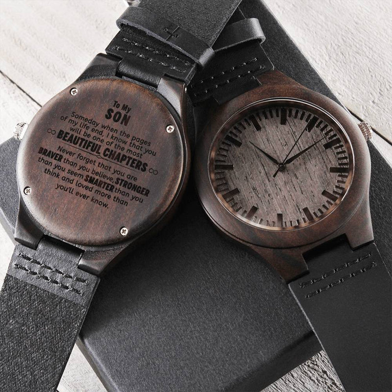 To My Son - I'm Always Here For You - Elegant Steel Watch Gifts - Father's Day Watch - To My Love Son Birthday Gift - Engraved Wooden Watch