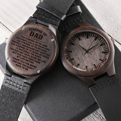 Gifts For Stepdad Stepped Up Dad Father's Day Gift Stepdad Birthday Gift Dad Watch Engraved Engraved Wooden Watch