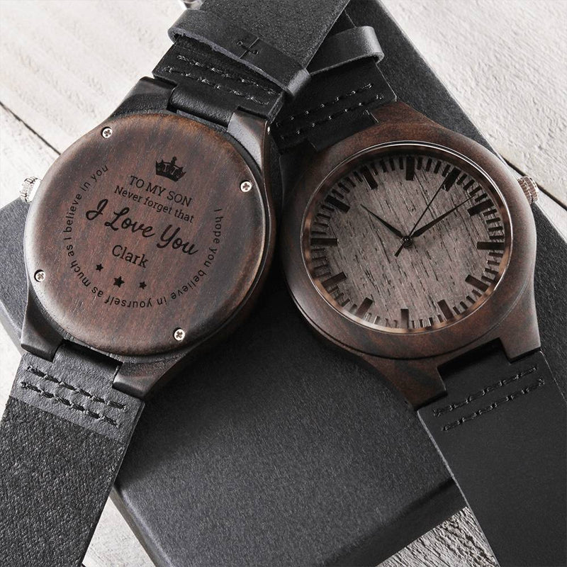 Personalized To My Son Never Forget That I Love You Watch My Son - Someday When The Pages Of My Life End - Stainless S Engraved Wooden Watch