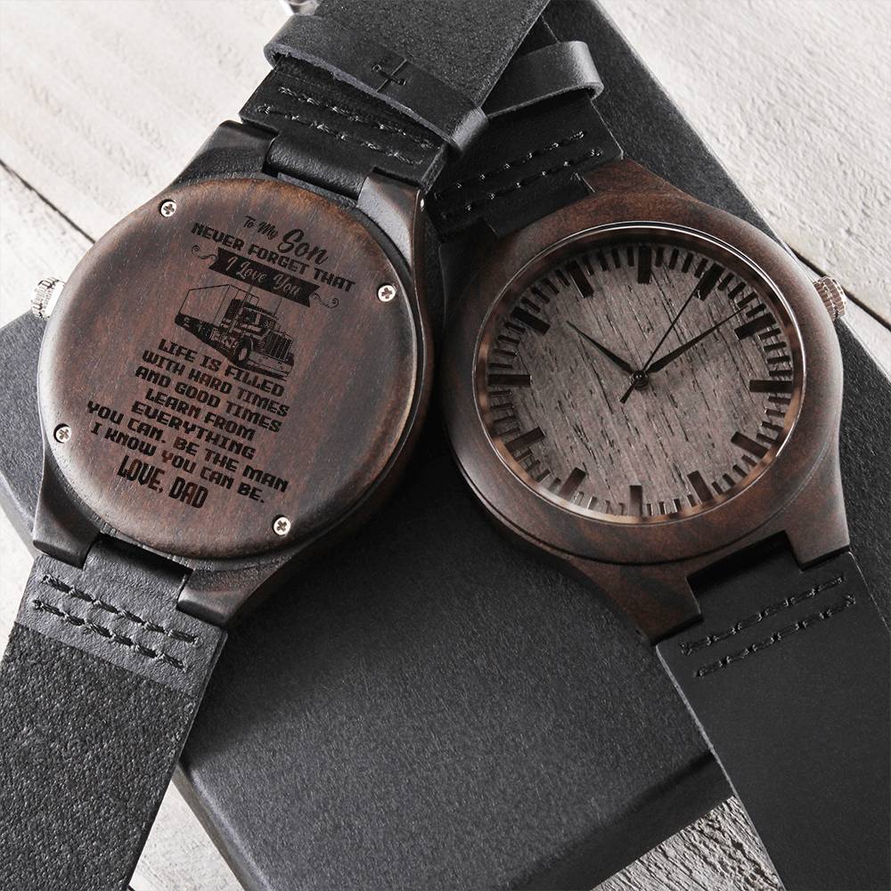 Never Forget I Love You Customized Gift For Son1 Engraved Wooden Watch