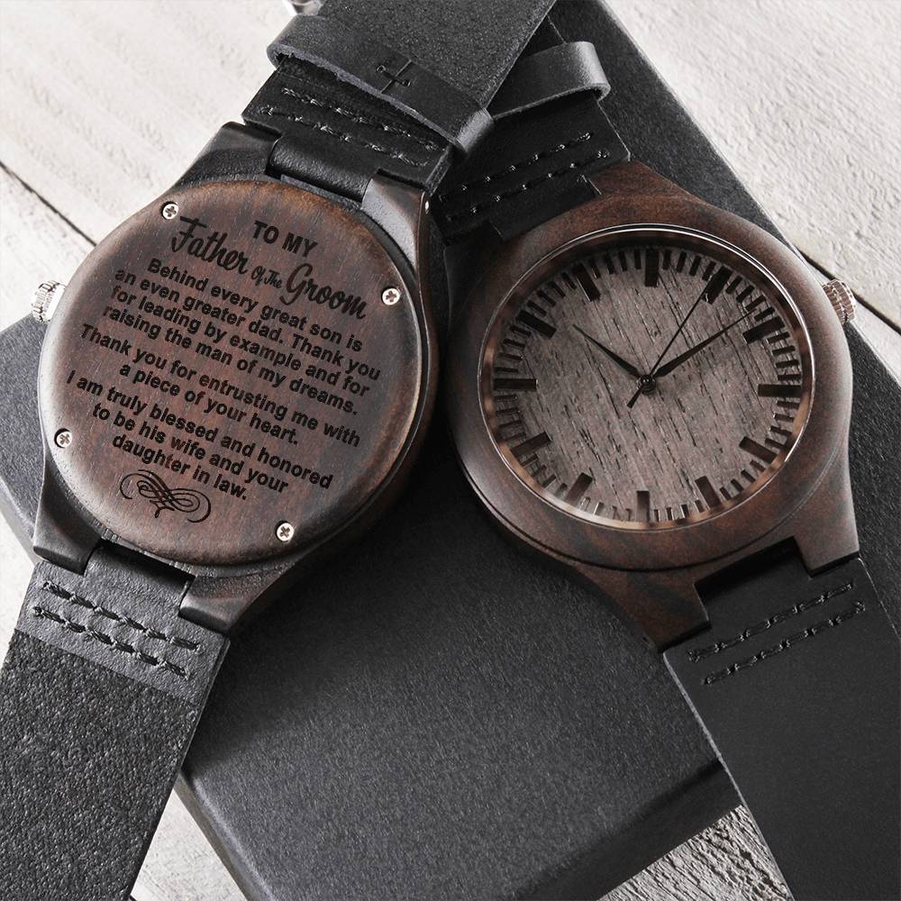 To My Father In Law Wood Watch Father Of The Groom Wedding Gift From Bride Wedding Gift For Father In Law Engraved Wooden Watch