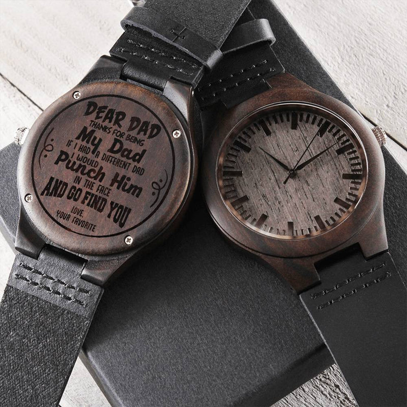 Dear Dad Watch Engraved Wooden Watch