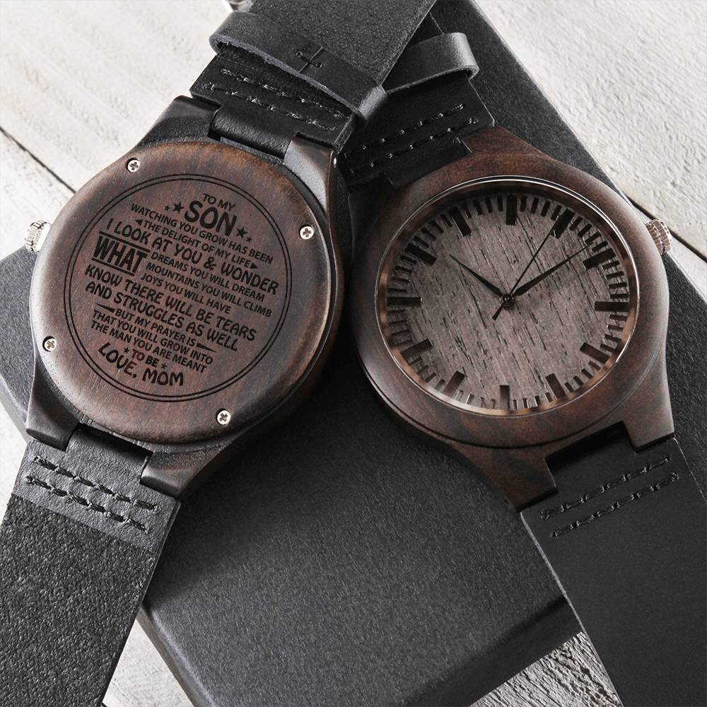 My Son Enjoy Every Moment In Your Life - Wooden Watch For Son For Son Birthday Gift Personalized Engraved Wooden Watch
