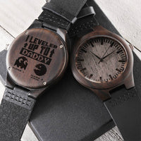 Leveled Up To Daddy Engraved Chronograph Watch - Father's Day - To My Dad - Watch For Dad From Daughter Birthday Gift Engraved Wooden Watch