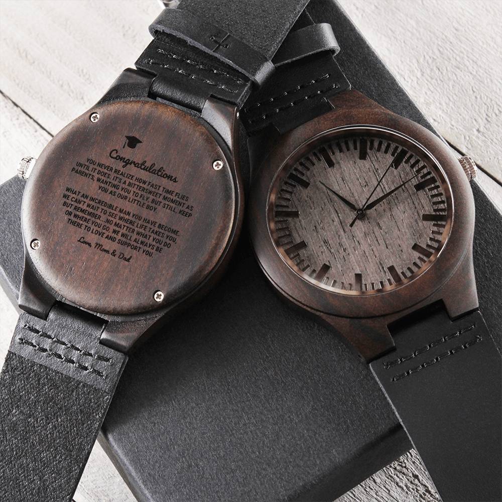Personalized Congratulations Graduation For Son Watch - Graduation Gift Watch Graduation Gift For Him College Gradua Engraved Wooden Watch