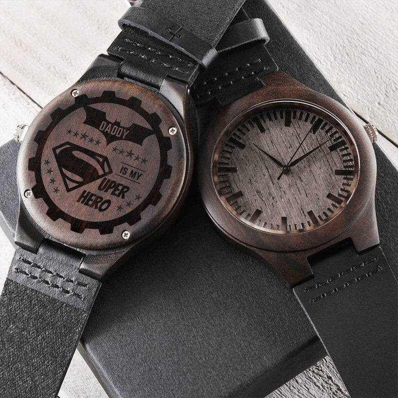 To My Dad Watch - Dad Gift For Father - Men's Watch Engraved Watch For Daddy From Daughter - Daddy And Daughter Not Al Engraved Wooden Watch
