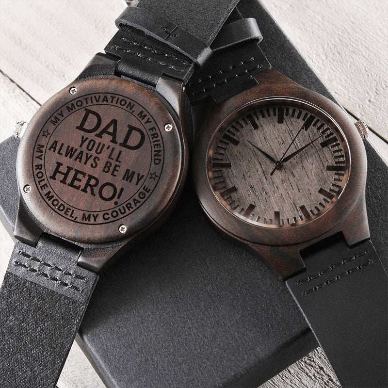 Dad Hero - Wooden Watch Engraved Wooden Watch