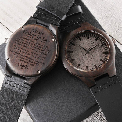 To My Father In Law Father Of The Groom Gift From Bride Gift For Father In Law Engraved Wooden Watch