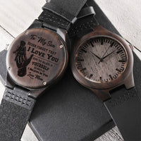 To My Son Never Forget That I Love You Customized Mom Gift For Son Engraved Wooden Watch