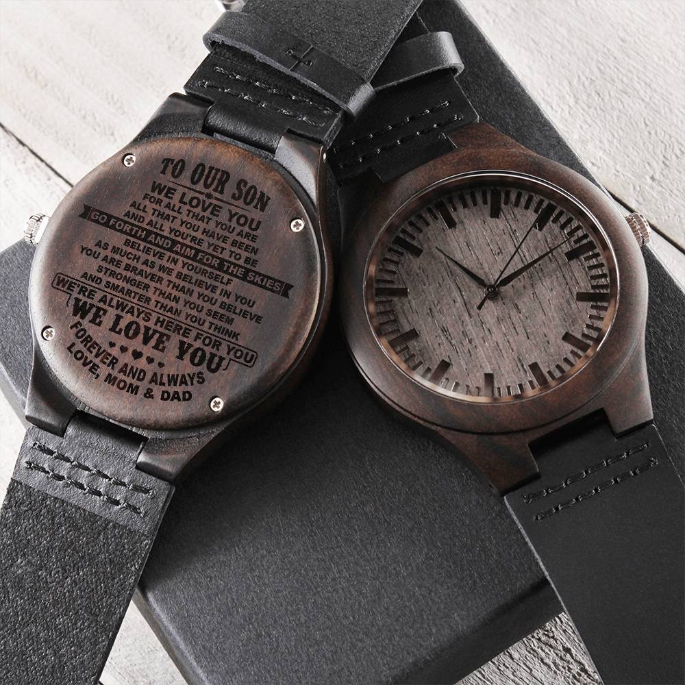To Our Son Gift From Mom & Dad Engraved Wooden Son Watch For Christmas Birthday Wedding Graduation Gift Engraved Wooden Watch