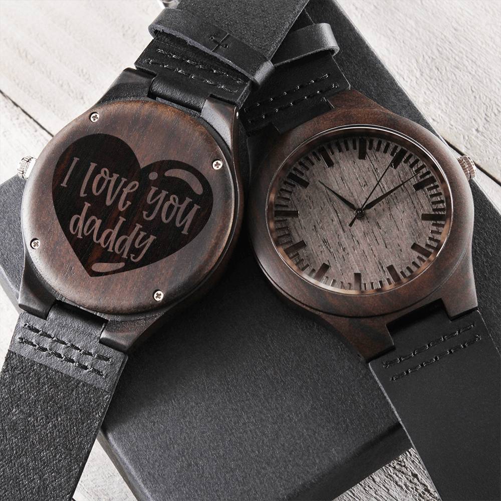 I Love You Daddy Watch - Father&#39;s Day Gift For Dad I Love You Engraved Watch Men&#39;s Watch Gifts F Engraved Wooden Watch