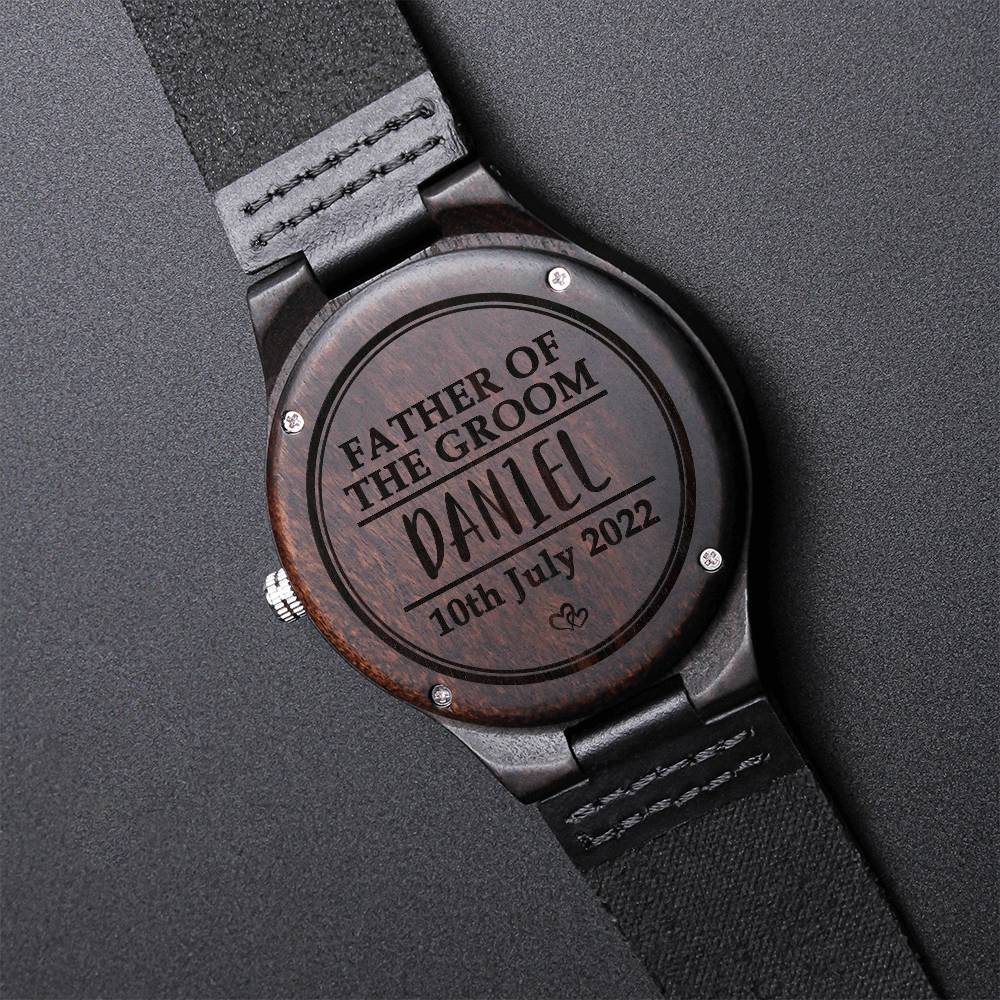 Father Of The Groom Wood Watch Personalised For Dad Wedding Gift For Dad Engraved Wooden Watch