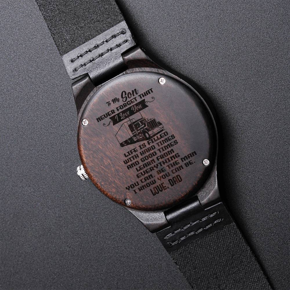 Never Forget I Love You Customized Gift For Son1 Engraved Wooden Watch