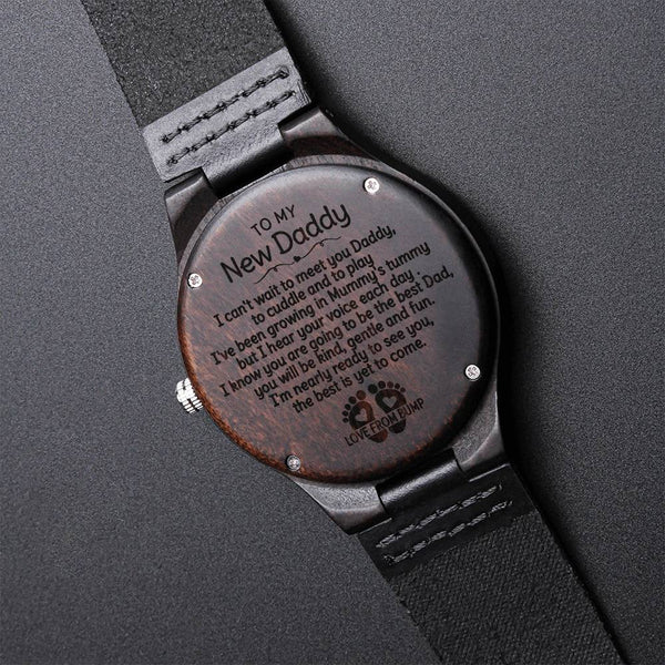 To My New Dad Wood Watch New Dad Gift From Bump Daddy To Be Keepsake Gift Dad To Be Gift From Bump Pregnancy Gift Gift Engraved Wooden Watch