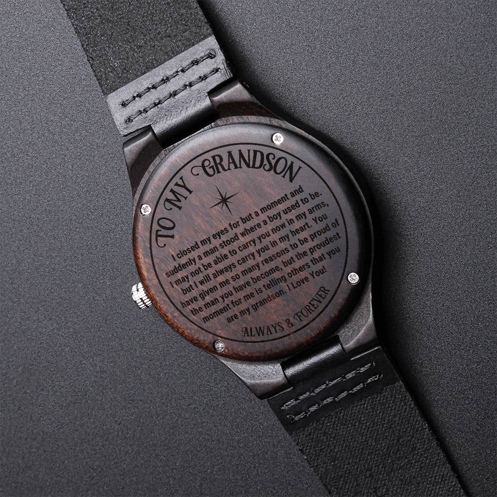 Grandson Gifts From Grandad Grandma To My Grandson Grandson Graduation Inspirational Gifts For Grandson Engraved Woode Engraved Wooden Watch