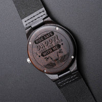 Fathers Day Gift - Ride Safe Daddy! I Need You Here With Me - Gift For Dad Biker Dad Engraved Engraved Wooden Watch