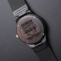 To My Biker Dad's Gift Free Engraving Custom Dad Black Wooden Watch Bonus Dad Watches Gift For Men Engraved Wooden Watch
