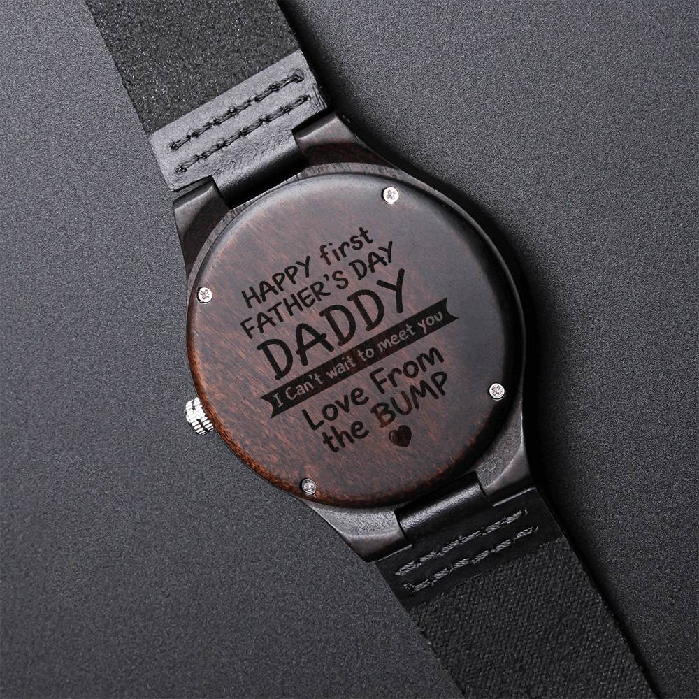 Daddy I Will Hold Your Finger - Gift For Dad On Father’S Day - Father’S Day Gift For Dad - Dad Watch - Thank You Dad -1 Engraved Wooden Watch