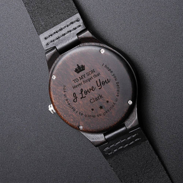 Personalized To My Son Never Forget That I Love You Watch My Son - Someday When The Pages Of My Life End - Stainless S Engraved Wooden Watch