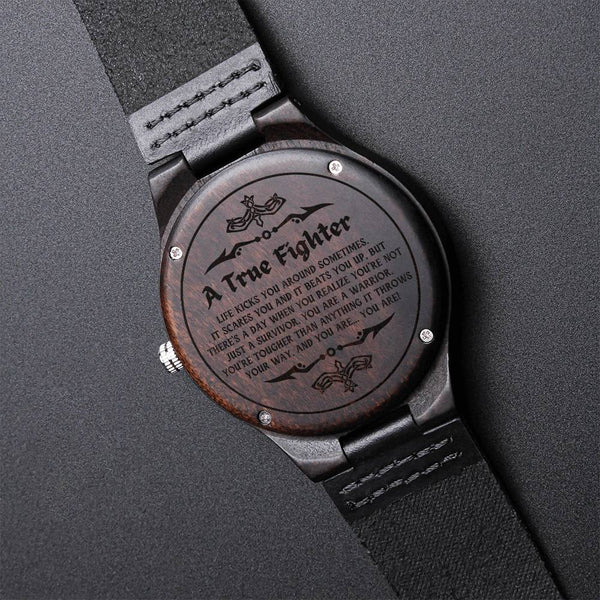 Cancer Survivor Gift For Men Cancer Fighter Gift Encouragement Gift For Men Warrior Gift For Men Engraved Wooden Watch