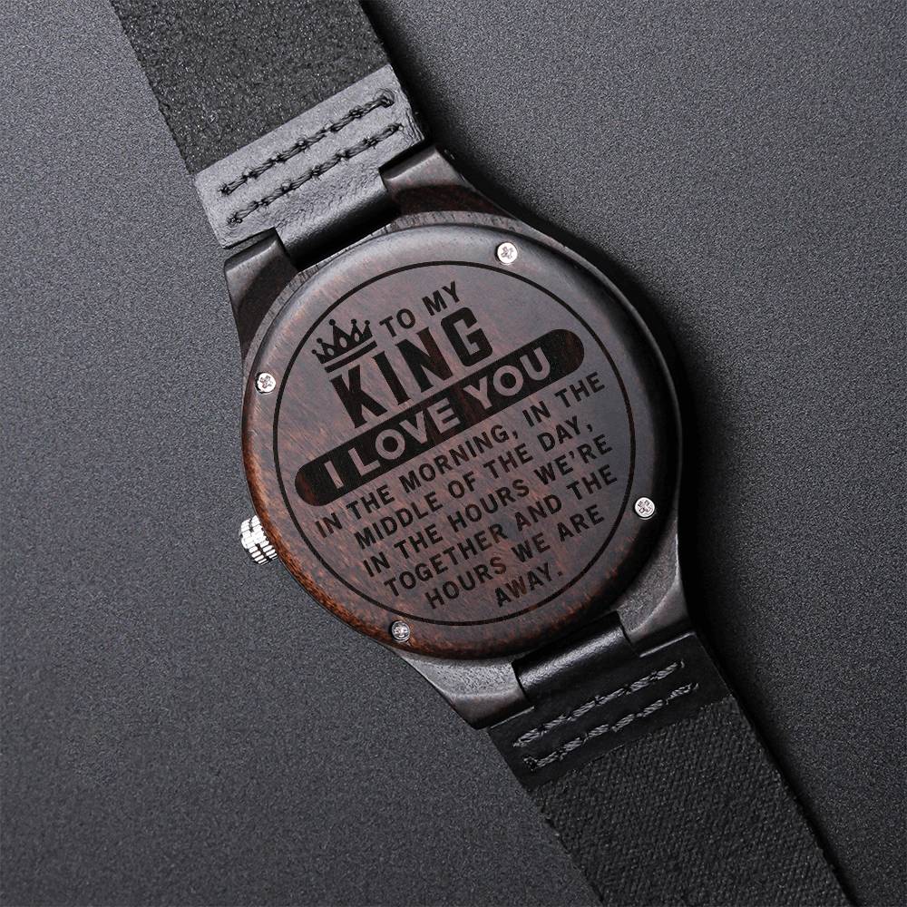 I Love You In The Morning ❤️ Engraved Wooden Watch