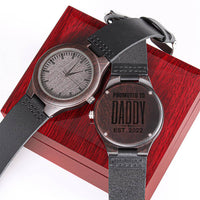 Promoted To Daddy Black Wooden Watch For New Dad Promoted To Daddy - For New Dad Gift From Wife Engraved Wooden Watch