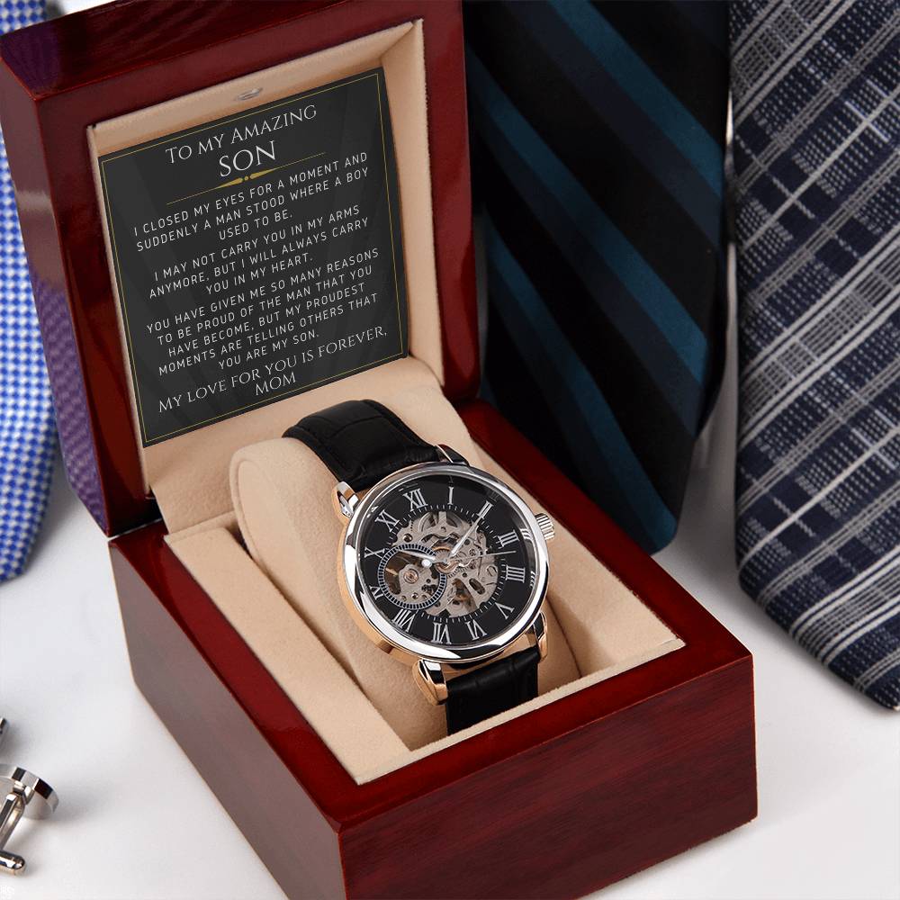 Openwork Watches For Your Son From Mom - Gift For Birthday, Christmas, Graduation, Confirmation, Father's Day
