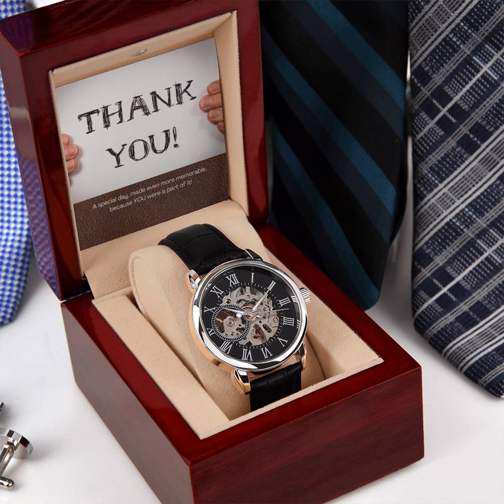 Men's Openwork Watch & Groomsman Thank You Card.
