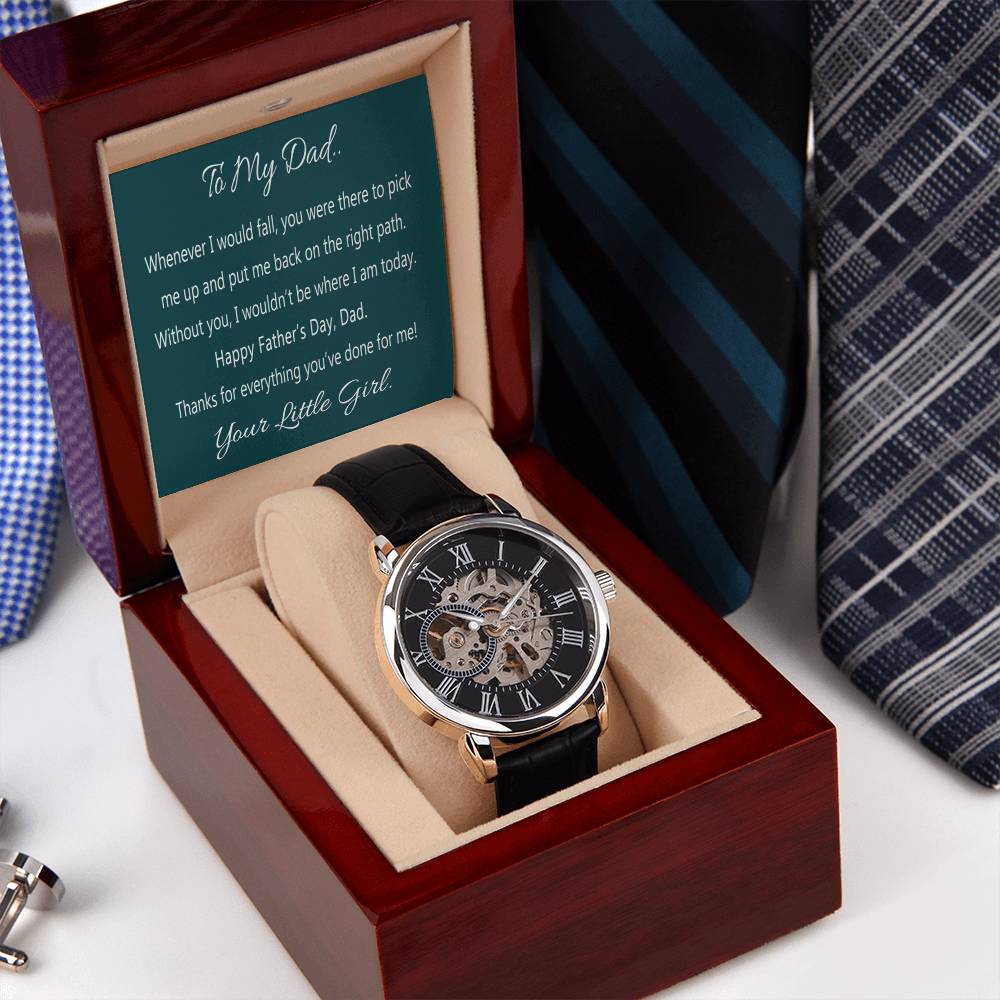 To My Dad Gift Watch With Message Card Openwork Watch For Dad Father's Day Gift From Daughter Dad Birthday Gift Watch