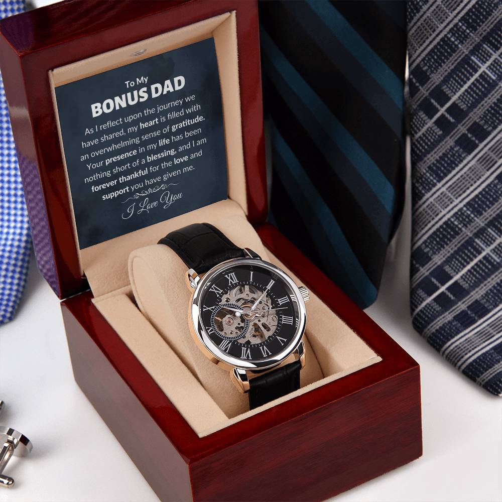 To My Bonus Dad  Dad Gift, Openwork Watches, Stepped Up Dad, Step Father, Fathers Day, Birthday