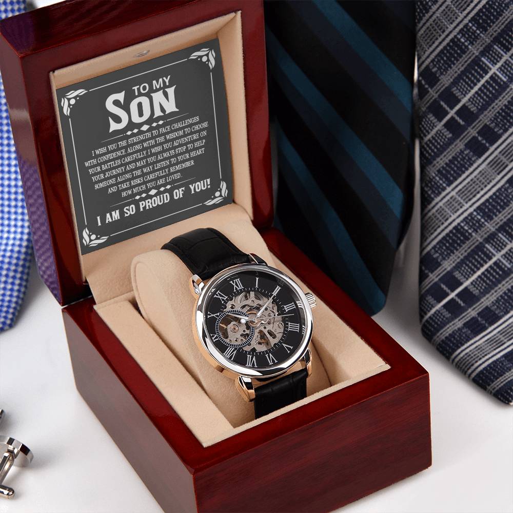 To My Son Graduation Gift For Son Gift For Son From Parents Gift From Mom & Dad Luxury Openwork Watch For Son Graduation