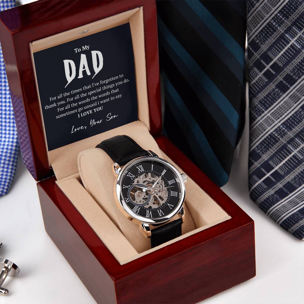 To My Dad From Son “Love You Forever” Openwork Watches Gift For Father Day