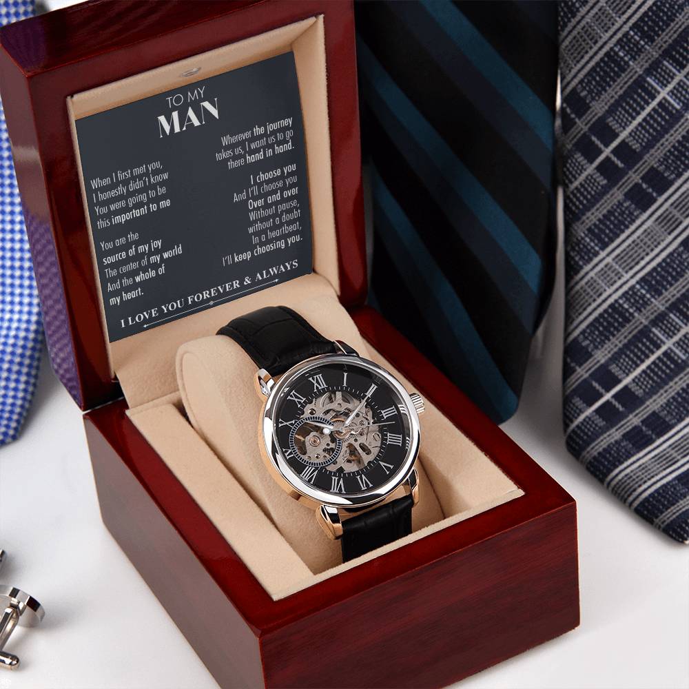 Gift For You Man Over And Over Openwork Watch