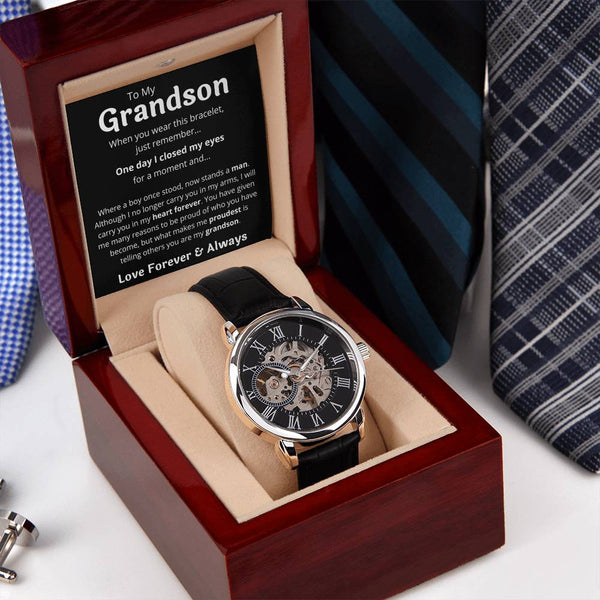 To My Grandson Openwork Watches For Him, Personal Engraving