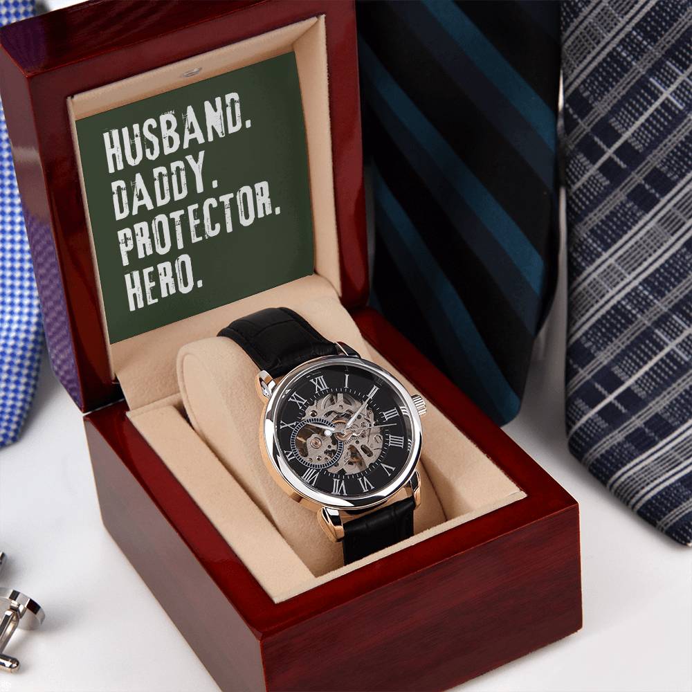 The Perfect Gift For The Husband Daddy Protector Hero In Your Life Openwork Watch