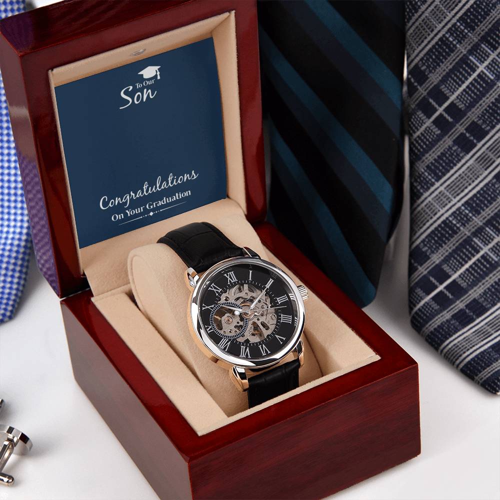 To Our Son Graduation Gift From Parents Men's Openwork Watch Gift For Graduate