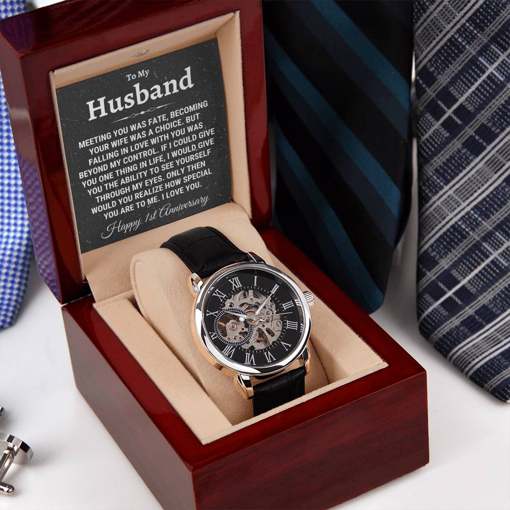 To My Husband 1 Year Anniversary Gift For Husband 1St Anniversary Gift For Husband Meaningful Gift For Husband Openwork Watch