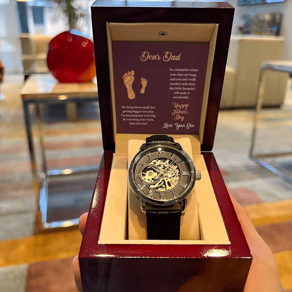 To My Dad Watch Happy Father's Day Gift From Son Wrist Watch For Men Openwork Watch With Message Card For Dad To Dad From Son Gift