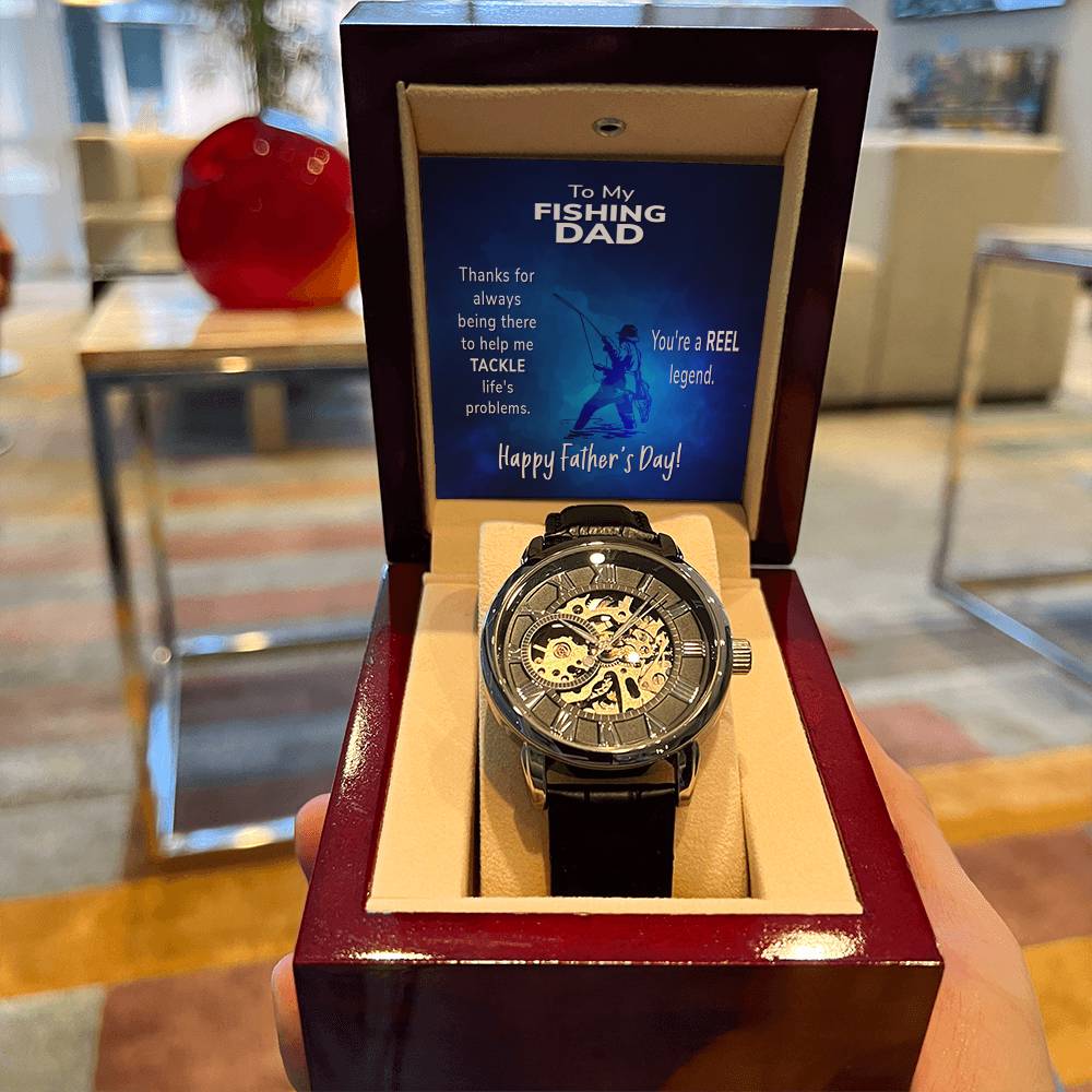 To My Fishing Dad Gift Watch Openwork Watch With Message Card For Dad Father's Day Gift From Son Father's Day Gift From Daughter Dad Present(1)