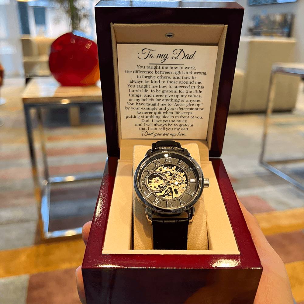 To My Dad Openwork Watch Birthday Gift For Dad Father's Day Gift Message Card Gift